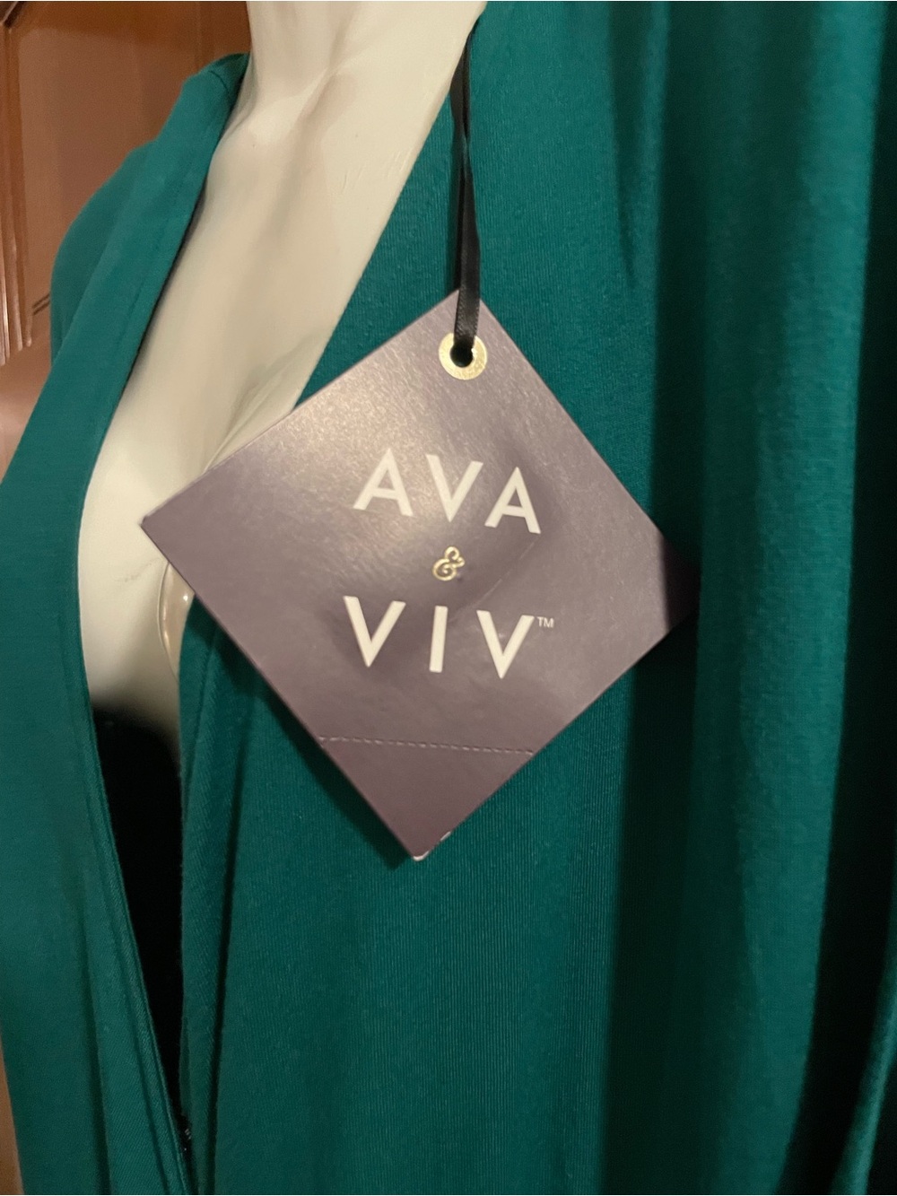 Ava & Viv Teal Green Wrap Jumpsuit - Picture 2 of 6